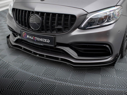 Maxton Design Street PRO Front Splitter + Flaps Mercedes-AMG C63 Sedan / Estate W205 Facelift