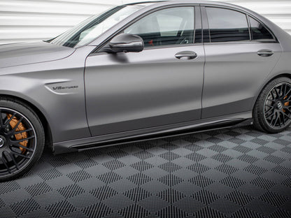Maxton Design Street PRO Side Skirts Diffusers + Flaps Mercedes-AMG C63 Sedan / Estate W205 Facelift