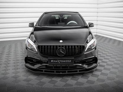 Maxton Design Street PRO Front Splitter Mercedes-Benz A AMG-Line W176 Facelift - Black-Red