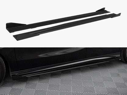 Maxton Design Street PRO Side Skirts Diffusers + Flaps Mercedes-Benz A AMG-Line W176 Facelift - Black-Red + Gloss Flaps