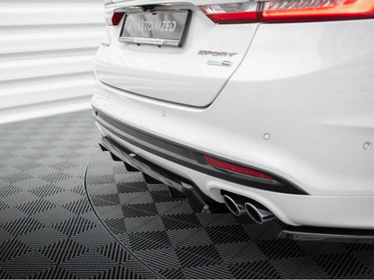 Maxton Design Central Rear Splitter (Vertical Bars) Ford Mondeo Sport Mk5 Facelift / Fusion Sport Mk2 Facelift