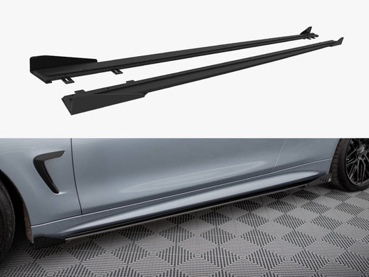 Maxton Design Street PRO Side Skirts Diffusers + Flaps BMW 4 Coupe / Gran Coupe / Cabrio M-Pack F32 / F36 / F33