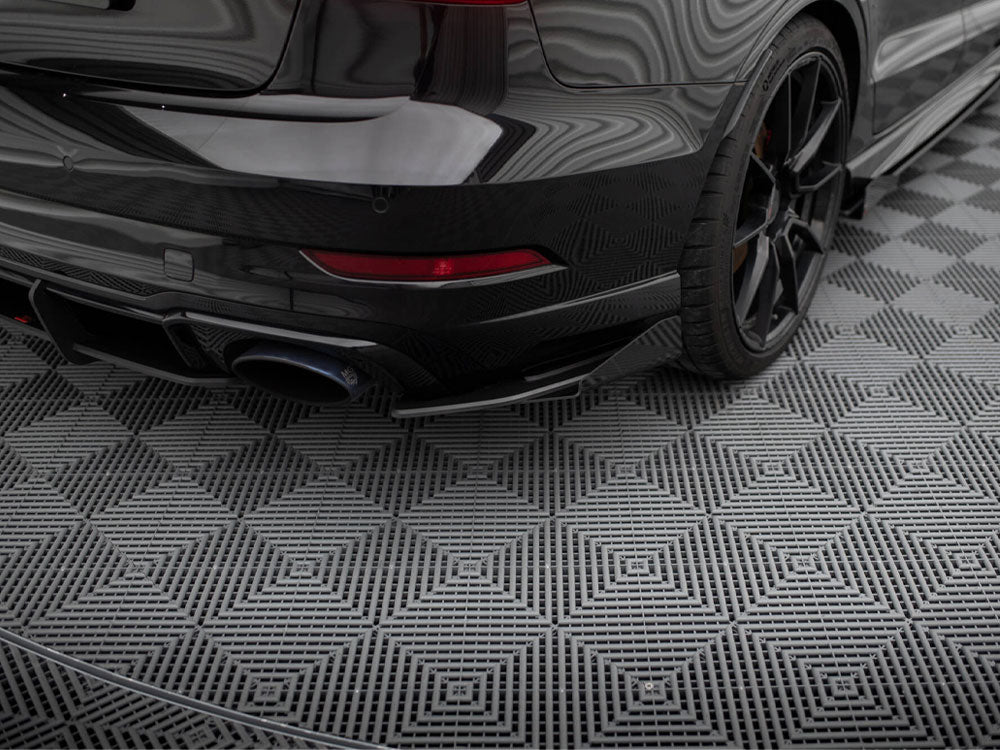 Maxton Design Street Pro Rear Side Splitters + Flaps Audi RS3 Sedan 8V Facelift - Black-Red + Gloss Flaps