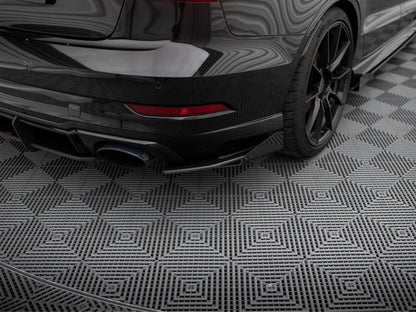 Maxton Design Street Pro Rear Side Splitters + Flaps Audi RS3 Sedan 8V Facelift - Black-Red + Gloss Flaps