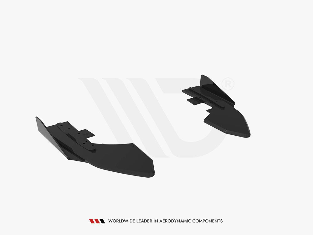 Maxton Design Street Pro Rear Side Splitters + Flaps Audi RS3 Sedan 8V Facelift - Black-Red + Gloss Flaps