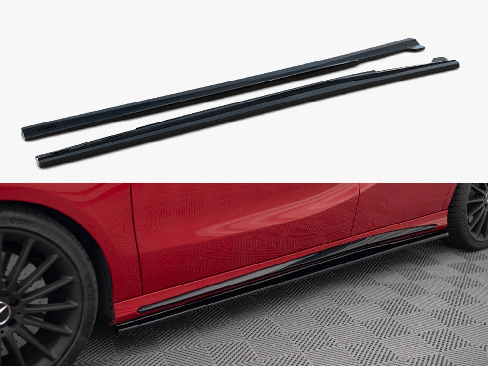Maxton Design Side Skirts Diffusers Mercedes A W176 / CLA 117 AMG / CLA 117 AMG-Line Facelift - Carbon Look