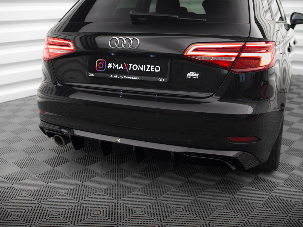 Maxton Design Rear Valance Audi A3 Sportback 8V Facelift (Version with one exhaust tip on single side)