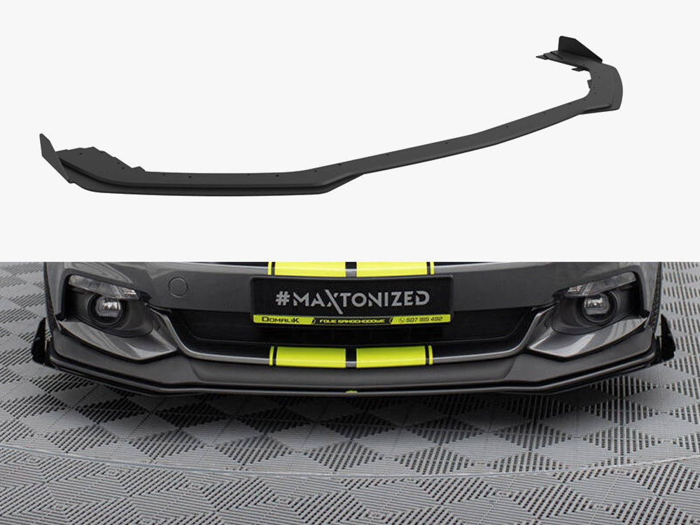 Maxton Design Street PRO Front Splitter + Flaps Ford Mustang GT Mk6 - Black-Red + Gloss Flaps