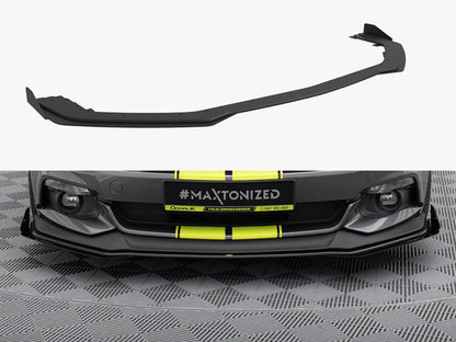 Maxton Design Street PRO Front Splitter + Flaps Ford Mustang GT Mk6 - Black-Red + Gloss Flaps