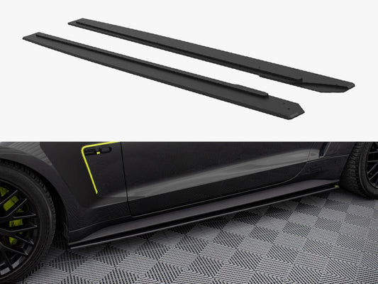 Maxton Design Street PRO Side Skirts Diffusers Ford Mustang GT Mk6 - Black-Red
