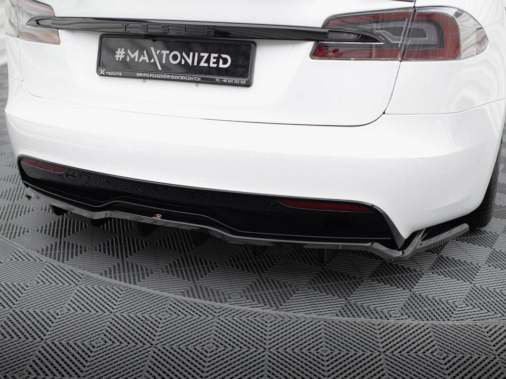Maxton Design Rear Splitter (Vertical Bars) V.2 Tesla Model S Plaid Mk1 Facelift