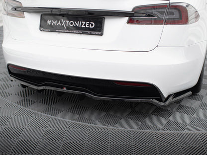 Maxton Design Rear Splitter (Vertical Bars) V.2 Tesla Model S Plaid Mk1 Facelift