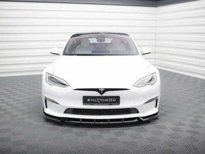 Maxton Design Front Splitter V.1 Tesla Model S Plaid Mk1 Facelift