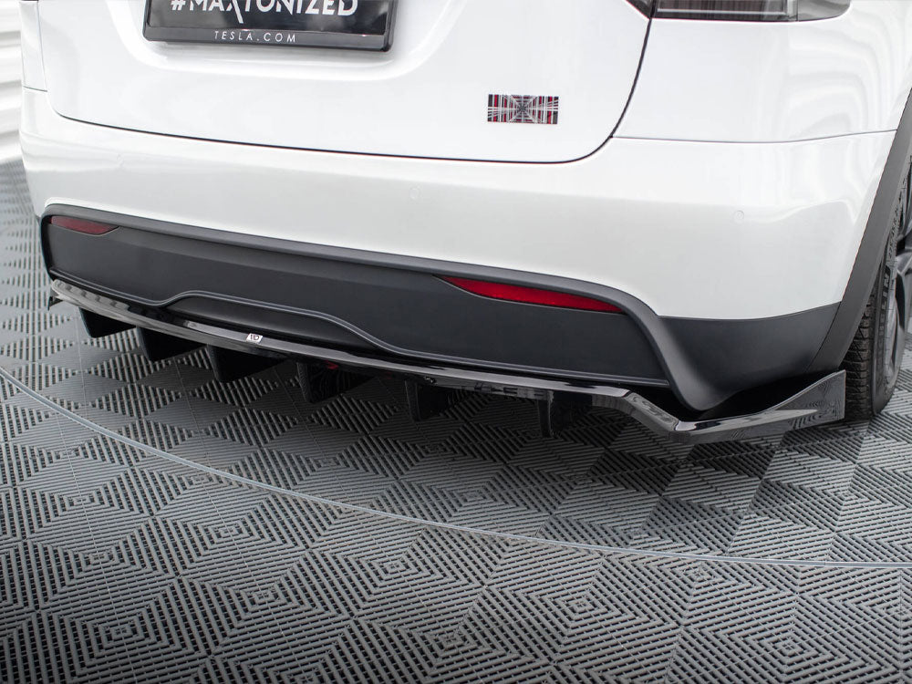 Maxton Design Rear Splitter (Vertical Bars) Tesla Model X Mk1 Facelift