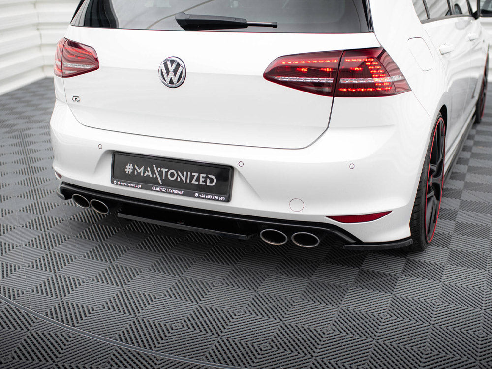 Maxton Design Central Rear Splitter (Vertical Bars) VW Golf R Mk7 - Carbon Look