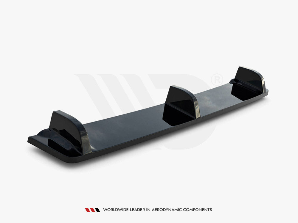 Maxton Design Central Rear Splitter (Vertical Bars) VW Golf R Mk7 - Carbon Look