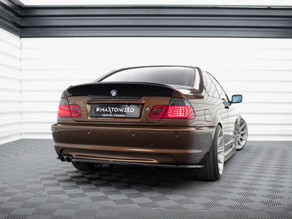 Maxton Design Central Rear Splitter (Vertical Bars) BMW 3 E46 Coupe M-Pack - Carbon Look