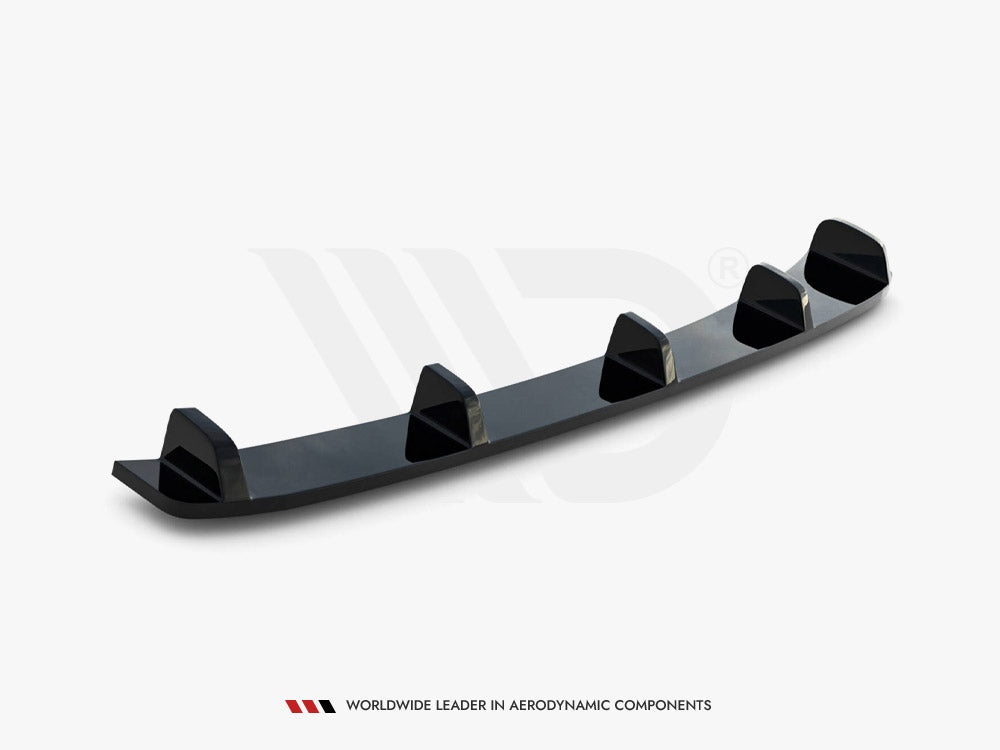 Maxton Design Central Rear Splitter (Vertical Bars) BMW 3 E46 Coupe M-Pack - Carbon Look