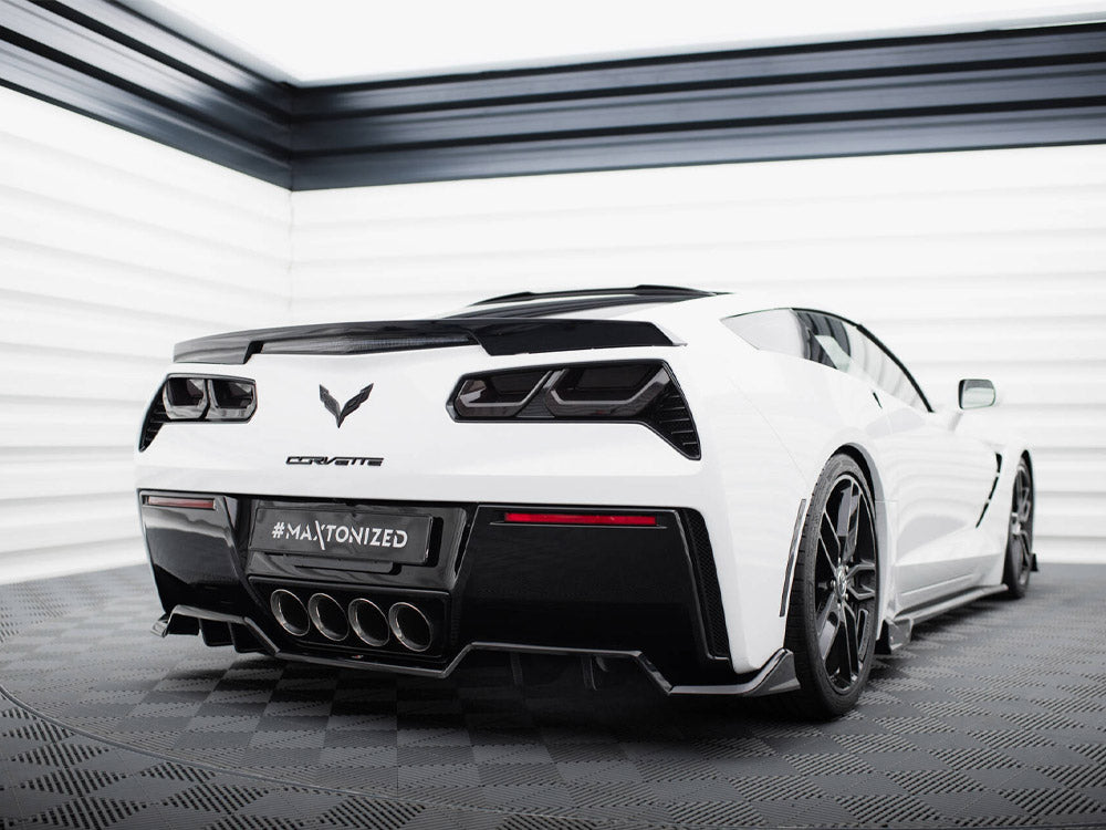Maxton Design Central Rear Splitter (Vertical Bars) + Rear Side Splitters Chevrolet Corvette C7