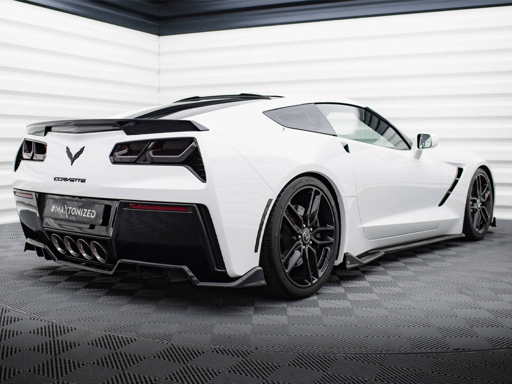 Maxton Design Central Rear Splitter (Vertical Bars) + Rear Side Splitters Chevrolet Corvette C7