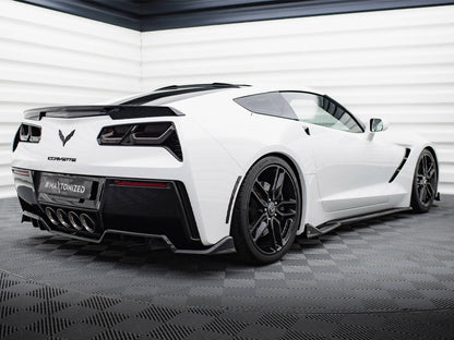 Maxton Design Central Rear Splitter (Vertical Bars) + Rear Side Splitters Chevrolet Corvette C7