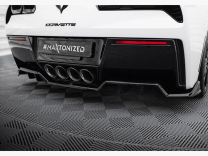 Maxton Design Central Rear Splitter (Vertical Bars) + Rear Side Splitters Chevrolet Corvette C7