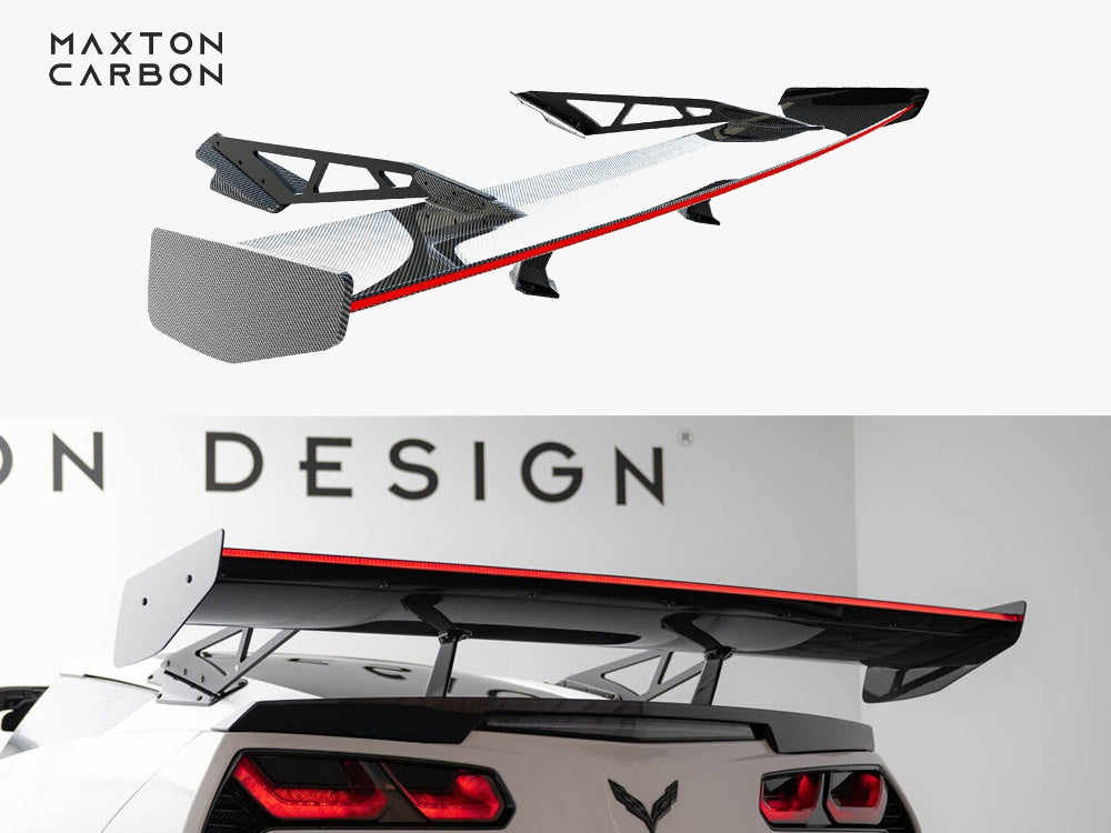 Maxton Design Carbon Spoiler With Upper Swan Mounting + LED Chevrolet Corvette Stingray / Grand Sport C7