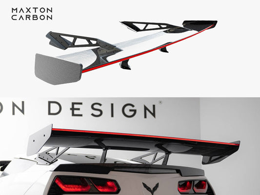 Maxton Design Carbon Spoiler With Upper Swan Mounting + LED Chevrolet Corvette Stingray / Grand Sport C7