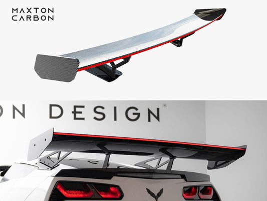 Maxton Design Carbon Spoiler With Internal Brackets Uprights + LED Chevrolet Corvette Stingray / Grand Sport C7