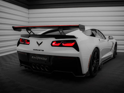 Maxton Design Carbon Spoiler With Internal Brackets Uprights + LED Chevrolet Corvette Stingray / Grand Sport C7