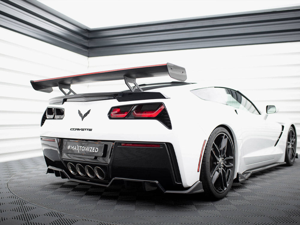 Maxton Design Carbon Spoiler With Internal Brackets Uprights + LED Chevrolet Corvette Stingray / Grand Sport C7