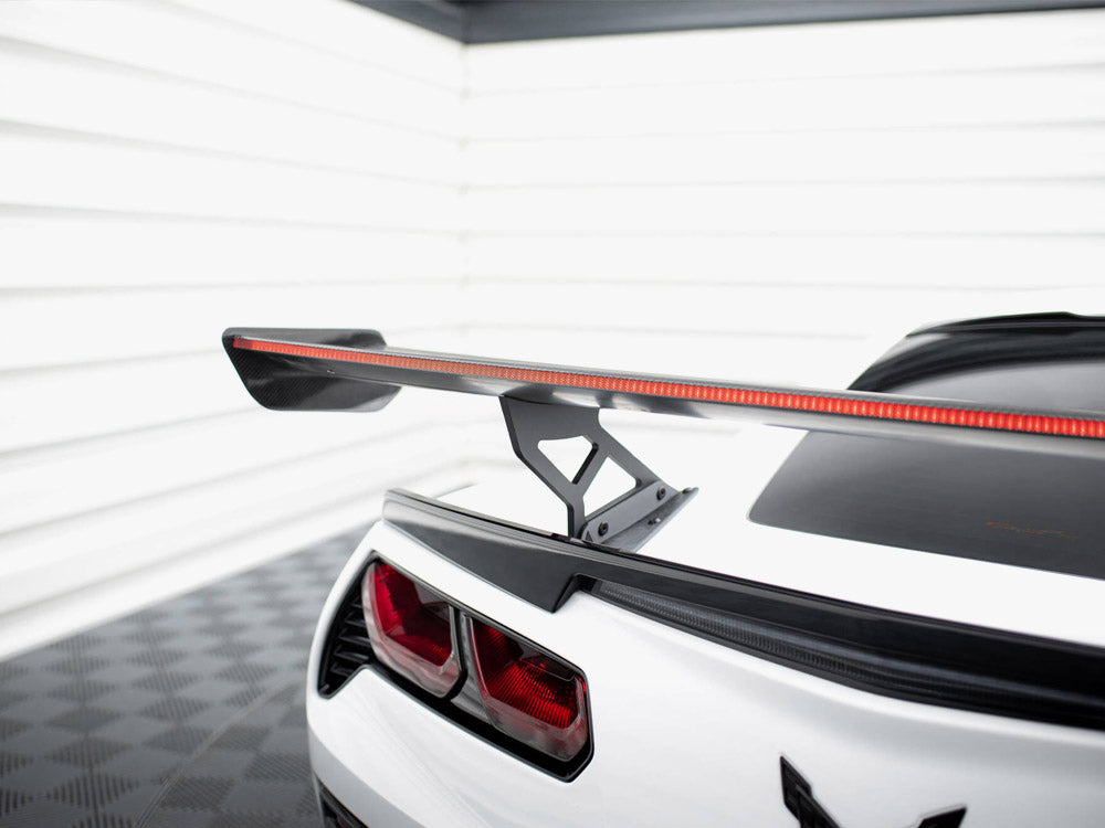 Maxton Design Carbon Spoiler With Internal Brackets Uprights + LED Chevrolet Corvette Stingray / Grand Sport C7