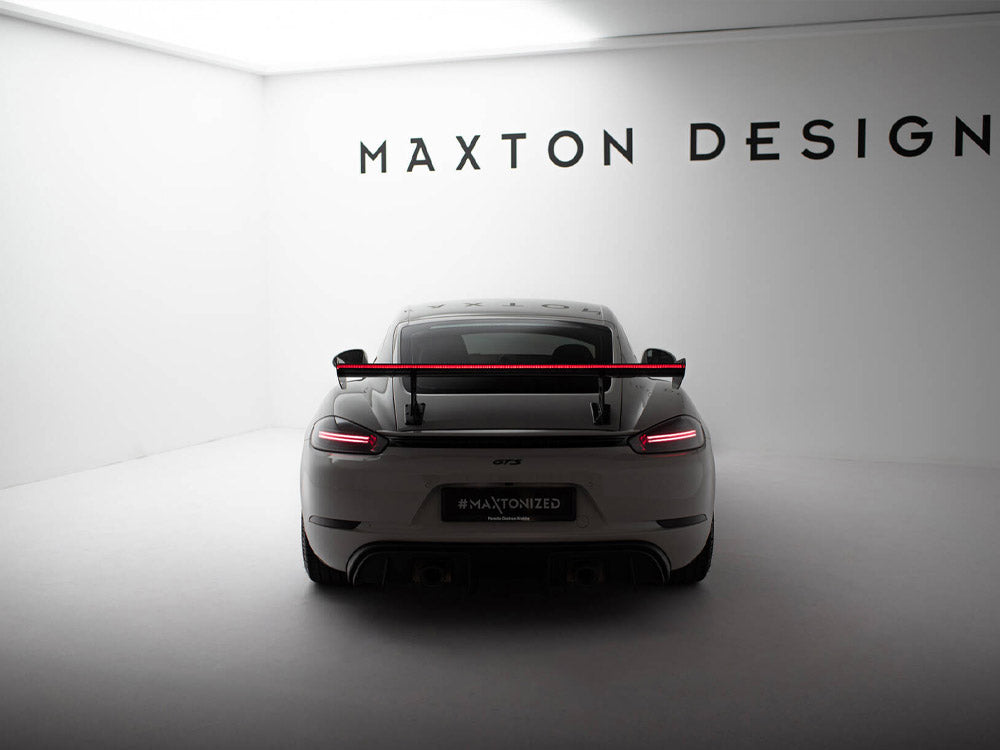 Maxton Design Carbon Spoiler With Internal Brackets Uprights V.1 + LED Porsche 718 Cayman GTS 982c