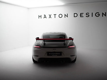 Maxton Design Carbon Spoiler With Internal Brackets Uprights V.1 + LED Porsche 718 Cayman GTS 982c