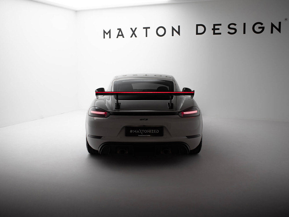 Maxton Design Carbon Spoiler With Internal Brackets Uprights V.1 + LED Porsche 718 Cayman GTS 982c