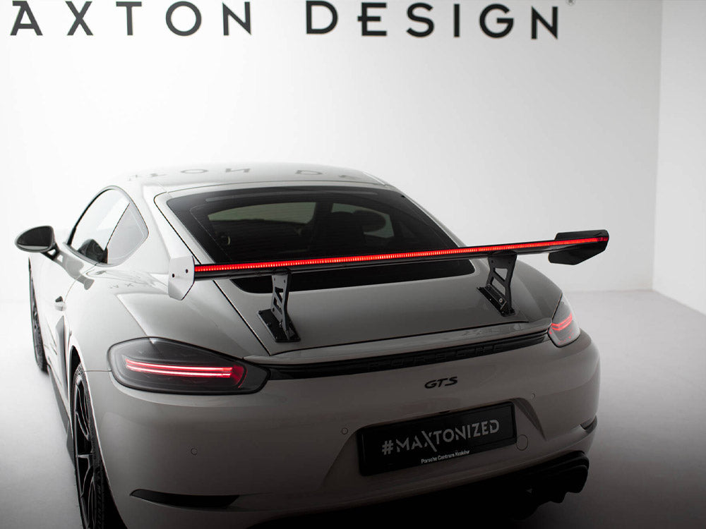 Maxton Design Carbon Spoiler With Internal Brackets Uprights V.1 + LED Porsche 718 Cayman GTS 982c