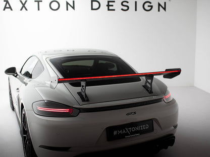 Maxton Design Carbon Spoiler With Internal Brackets Uprights V.1 + LED Porsche 718 Cayman GTS 982c