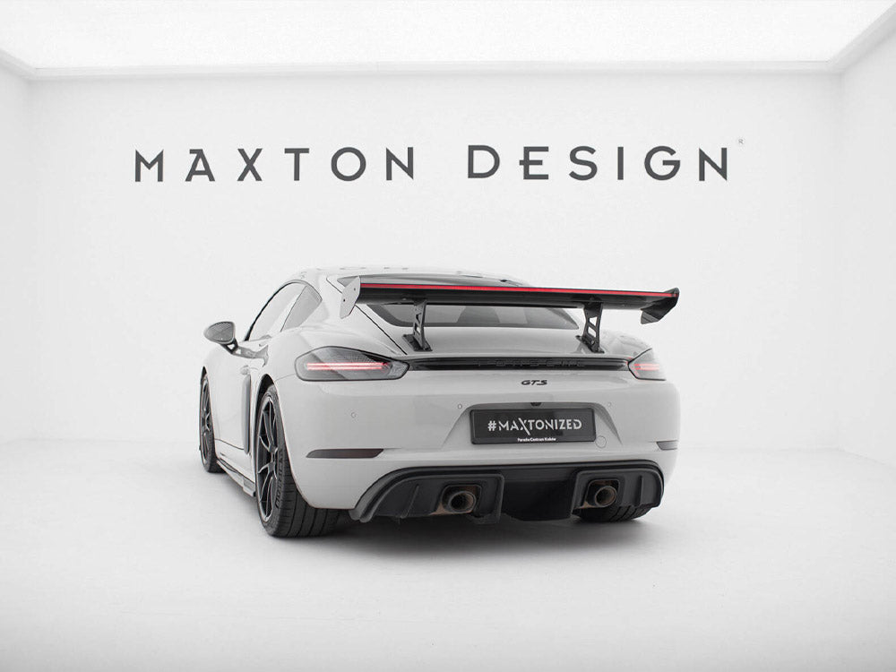 Maxton Design Carbon Spoiler With Internal Brackets Uprights V.1 + LED Porsche 718 Cayman GTS 982c