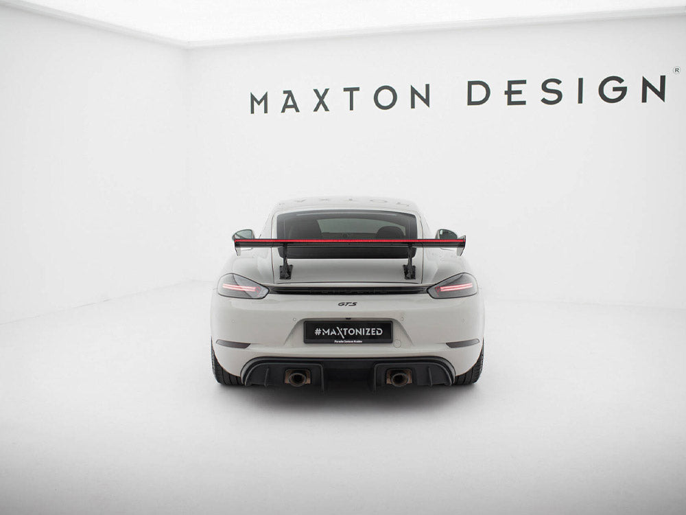 Maxton Design Carbon Spoiler With Internal Brackets Uprights V.1 + LED Porsche 718 Cayman GTS 982c