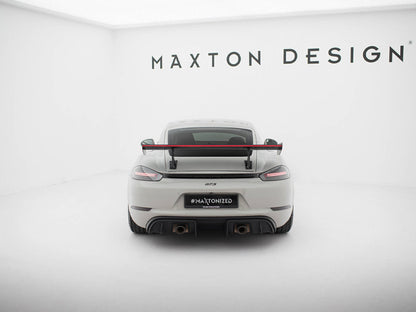 Maxton Design Carbon Spoiler With Internal Brackets Uprights V.1 + LED Porsche 718 Cayman GTS 982c