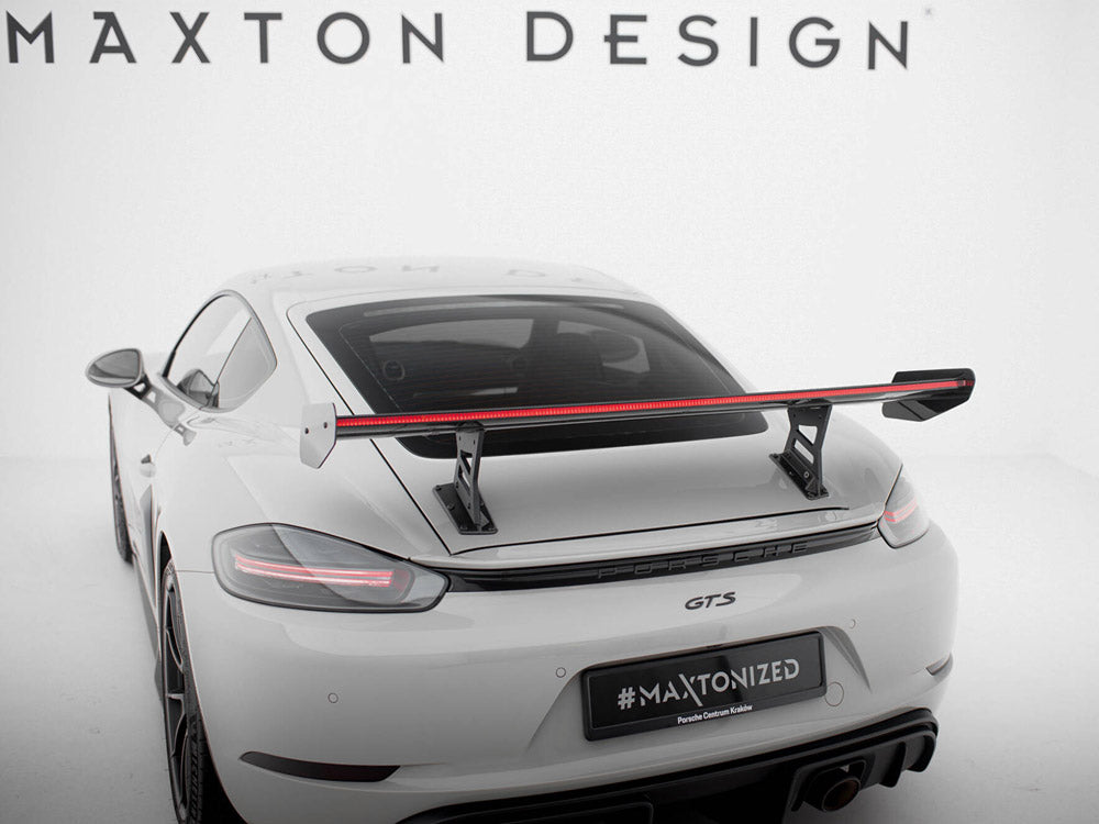 Maxton Design Carbon Spoiler With Internal Brackets Uprights V.1 + LED Porsche 718 Cayman GTS 982c