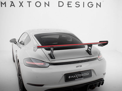 Maxton Design Carbon Spoiler With Internal Brackets Uprights V.1 + LED Porsche 718 Cayman GTS 982c