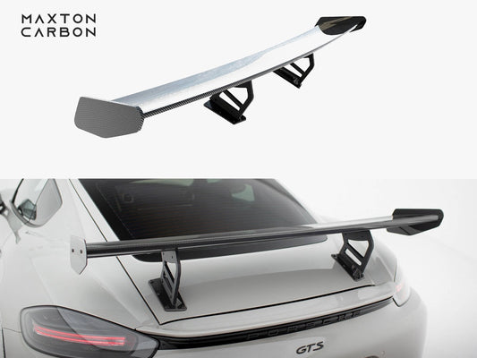 Maxton Design Carbon Spoiler With Internal Brackets Uprights V.2 Porsche 718 Cayman GTS 982c
