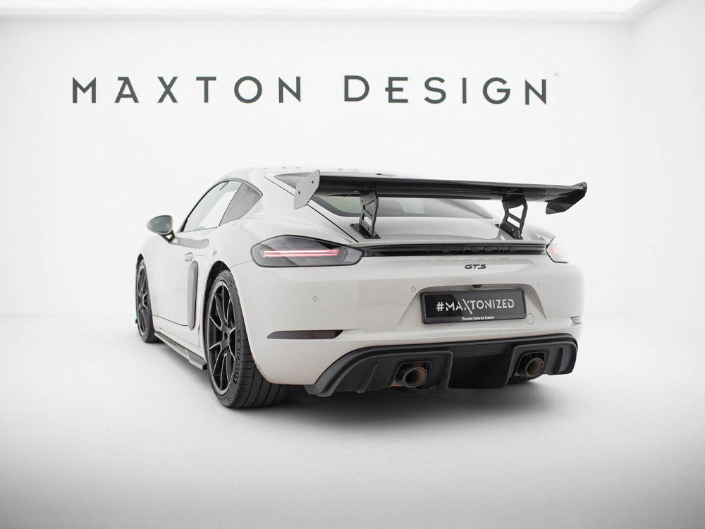 Maxton Design Carbon Spoiler With Internal Brackets Uprights V.2 Porsche 718 Cayman GTS 982c