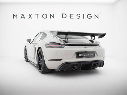 Maxton Design Carbon Spoiler With Internal Brackets Uprights V.2 Porsche 718 Cayman GTS 982c