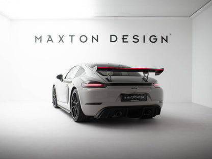 Maxton Design Carbon Spoiler With Internal Brackets Uprights V.2 + LED Porsche 718 Cayman GTS 982c