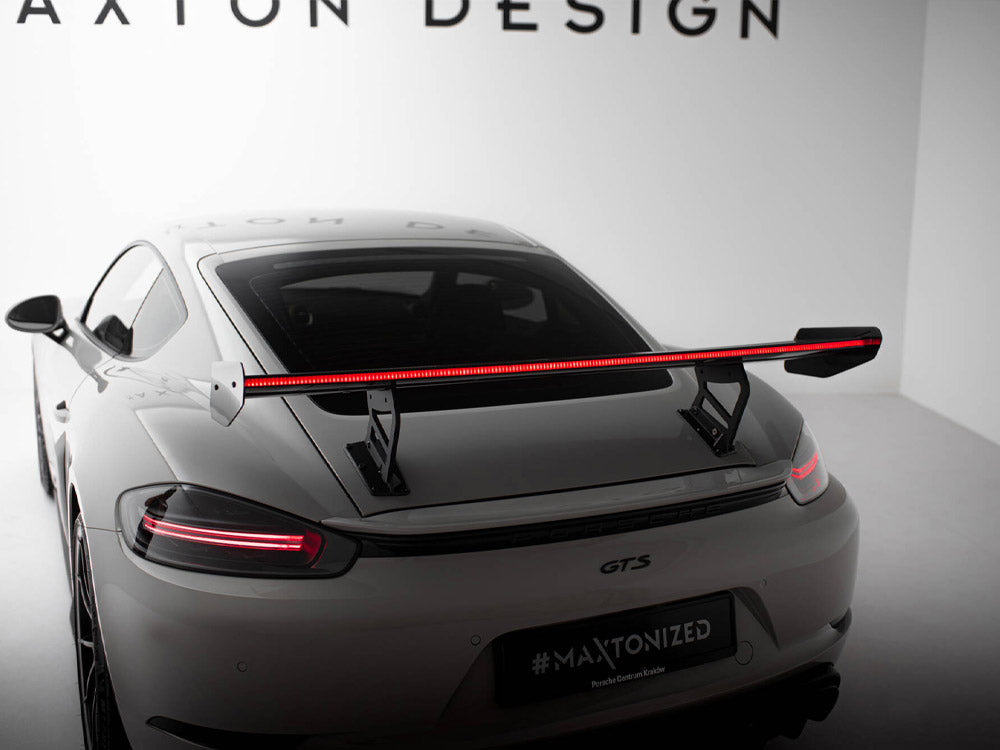 Maxton Design Carbon Spoiler With Internal Brackets Uprights V.2 + LED Porsche 718 Cayman GTS 982c