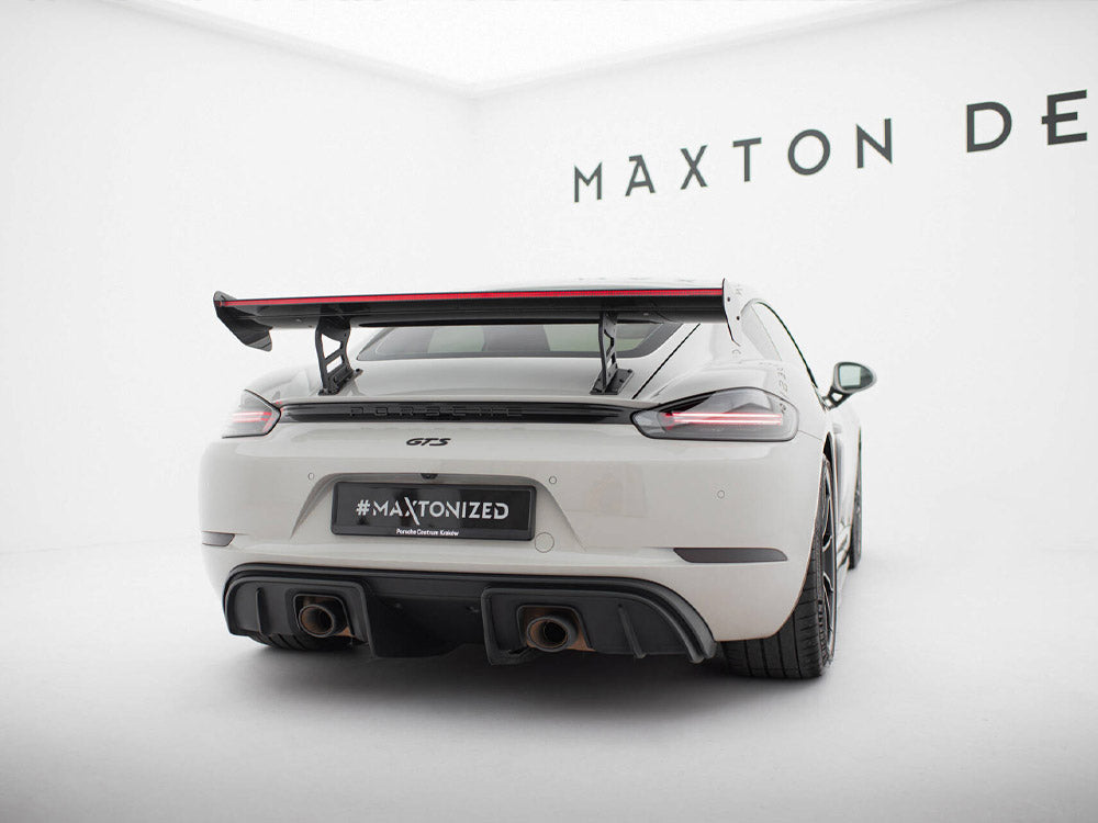 Maxton Design Carbon Spoiler With Internal Brackets Uprights V.2 + LED Porsche 718 Cayman GTS 982c