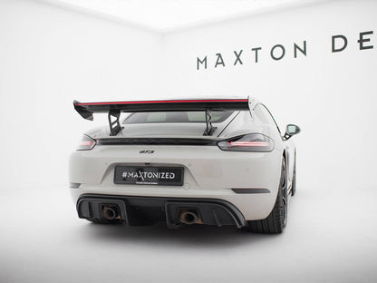 Maxton Design Carbon Spoiler With Internal Brackets Uprights V.2 + LED Porsche 718 Cayman GTS 982c