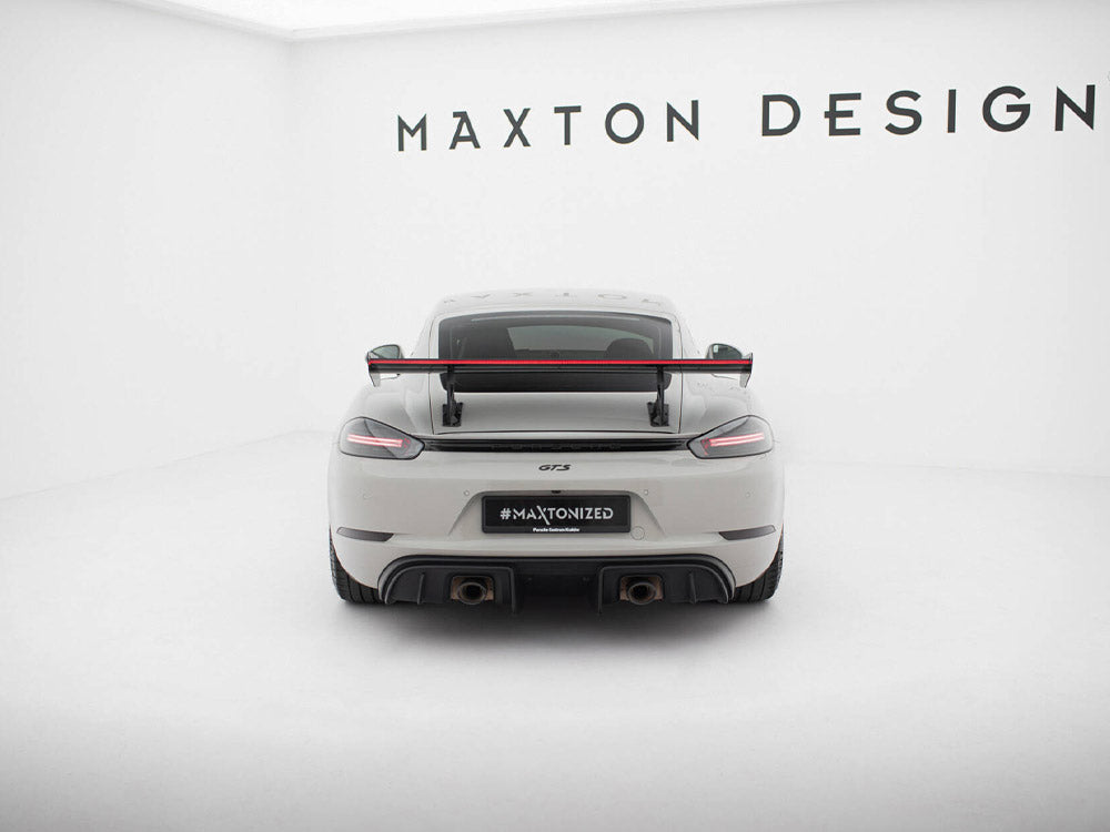 Maxton Design Carbon Spoiler With Internal Brackets Uprights V.2 + LED Porsche 718 Cayman GTS 982c
